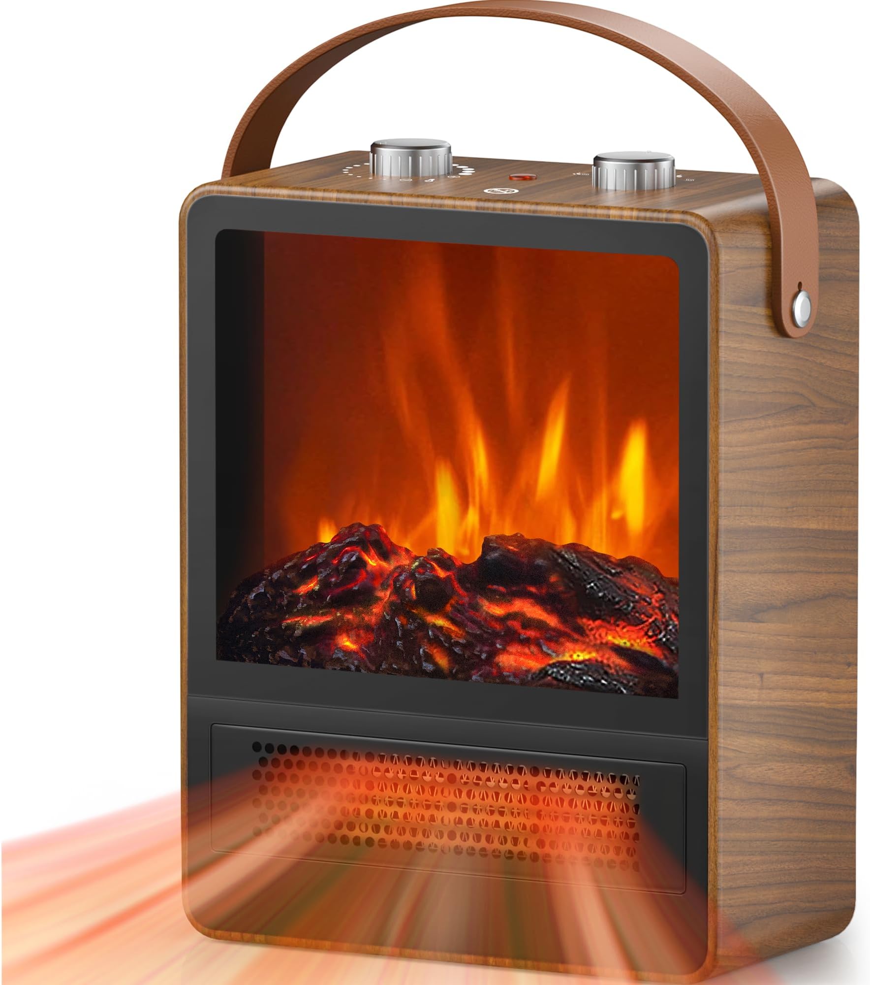 Electric Fireplace Heater for Indoor Use, 1500W/750W Space Heater Fireplace with 3D LED Flame, Double Safety Protection, Portable Fireplace Heater for Home Office Christmas Decoration