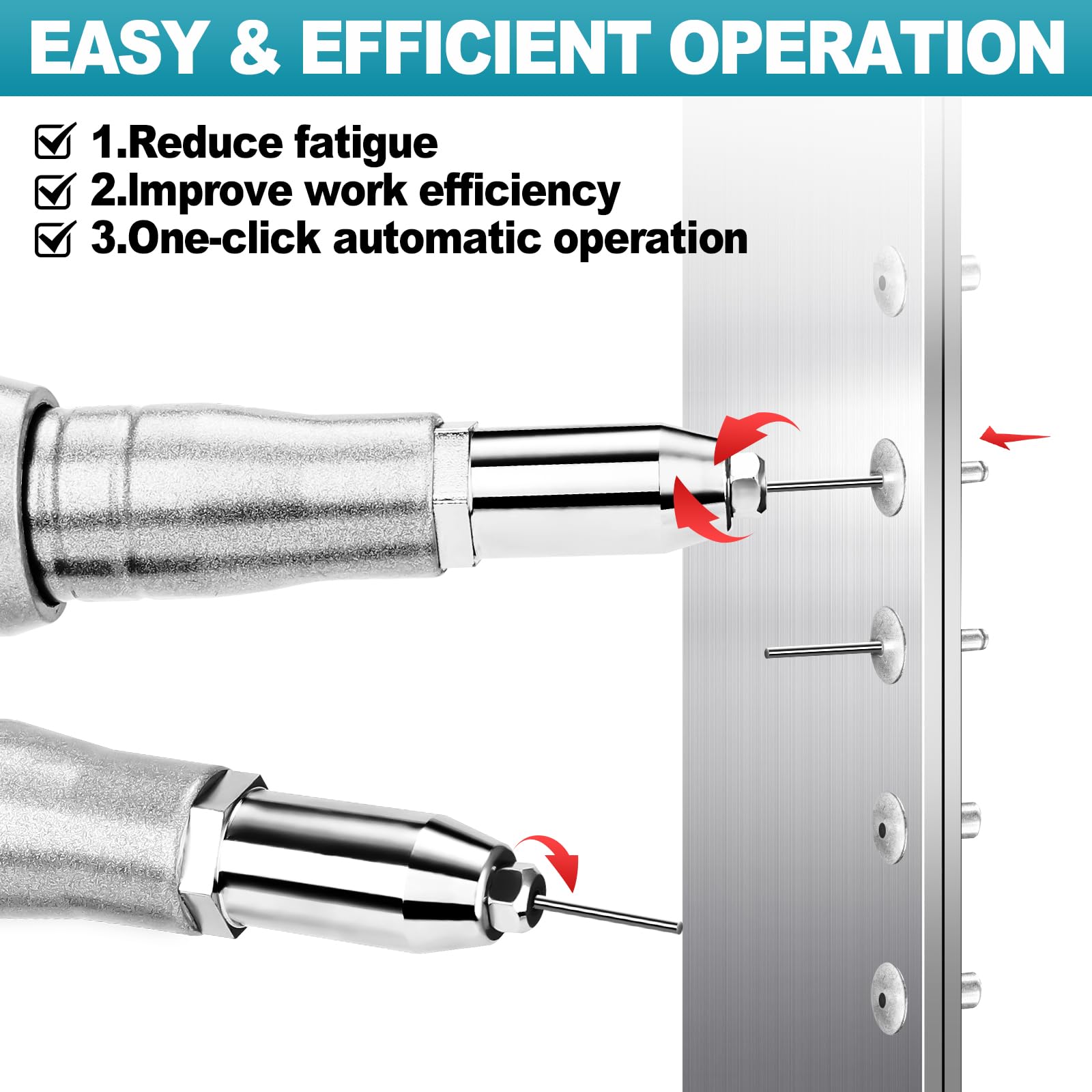 Yofuly Rivettatrice a Batteria Compatibile con Batterie Makita 18V, Pistola per Rivetti con 2* Batterie, 20.000N Brushless Elettrica Rivettatrice Automatica con 3 Adattatori