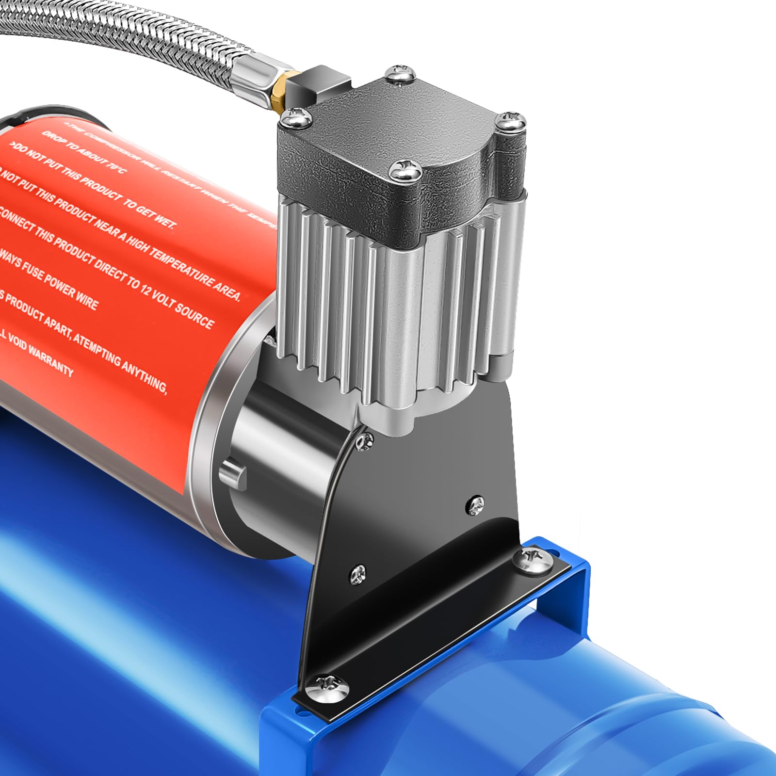 Compresor de aire de 12 V con kit de 4 bocinas de aire Trumpet Train 150PSI con depósito de 6 L para vehículos, motores de automóviles, bicicletas, neumáticos, pelotas, juguetes y barcos, color azul