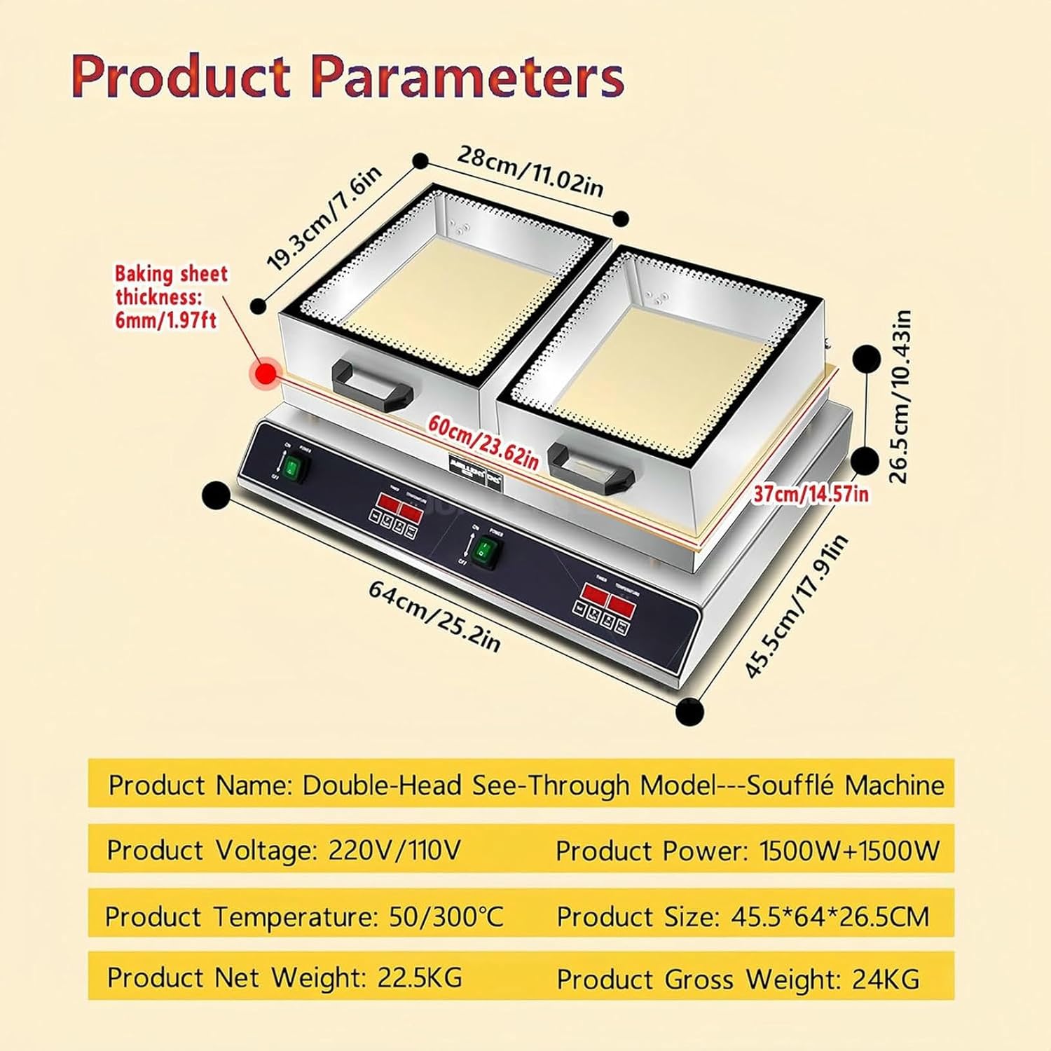 Commercial Souffle Pancake Maker, Digital Display Electric Griddle for Fluffy Pancakes, Dorayaki Baker