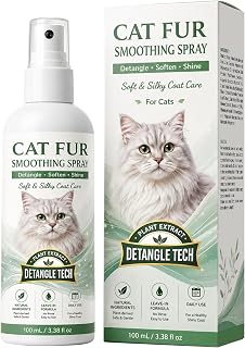 Cat Hair Remover Spray Detangler for Felines – Plant Derived Leave in Formula, Detangles Knots, Removes Loose Fur, Soft Silky Shiny Coat