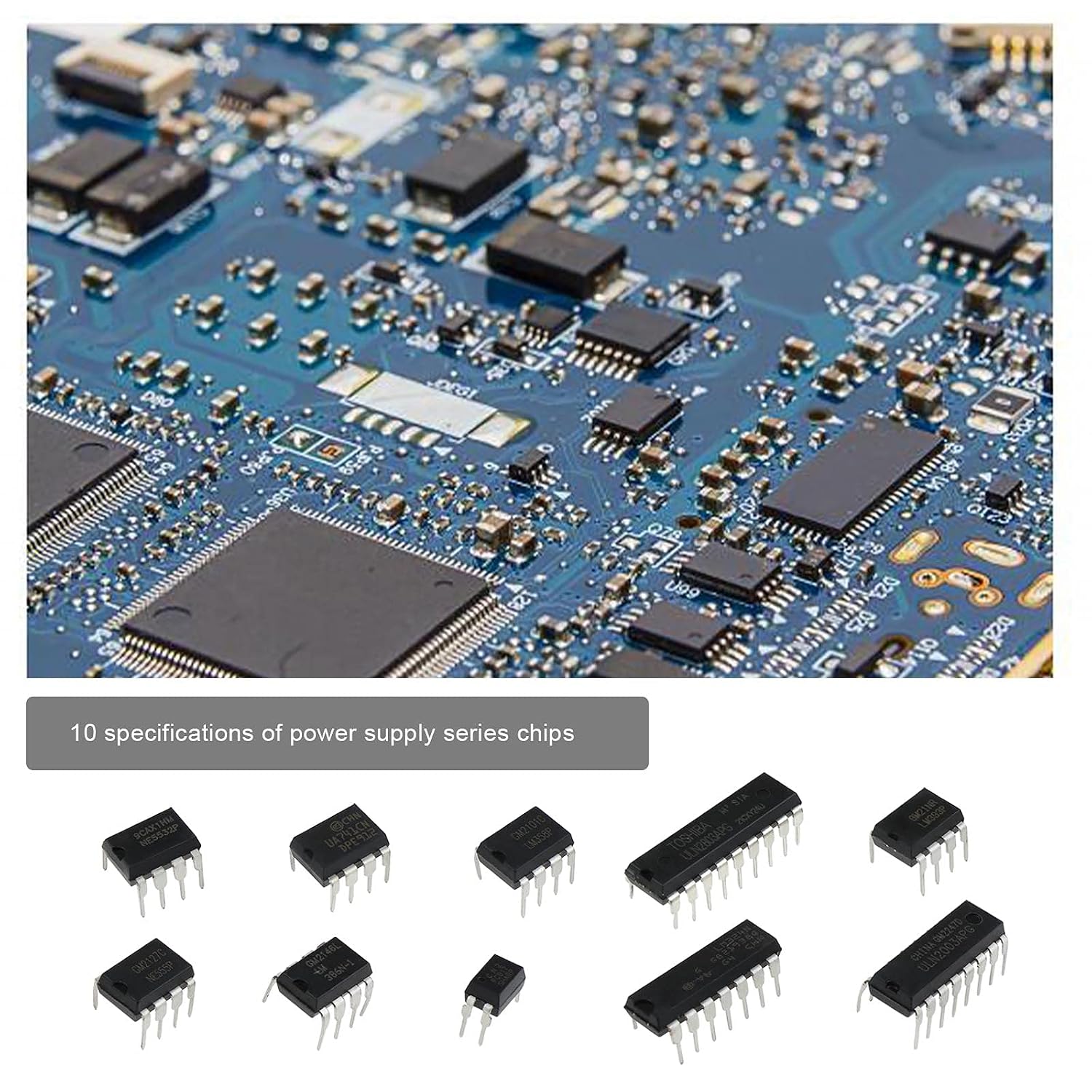 50pcs 10 Types Integrated Circuit Chip Assortment Kit Low Input Low VoltageLM324 LM358 LM386 LM393 UA741 NE5532 NE555 PC817 ULN2003 ULN2803 for Audio Amplifier Timer image 2