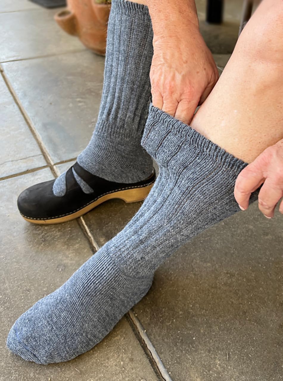 WARRIOR ALPACA SOCKS • Extra Wide • Loose Top • Terry Lined Alpaca Socks • Unisex • Comfort Band • Crew