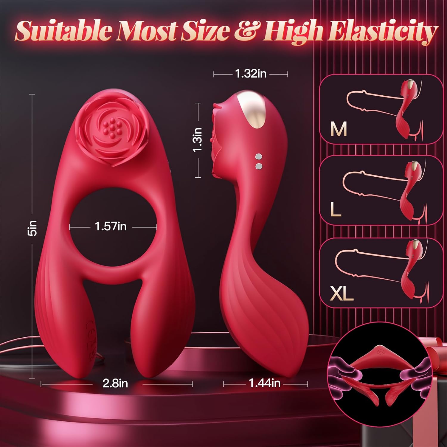 Vibrating Cock Ring Couples Game Sex Toys for Men Women, Male Penis Ring Silicone Sleeve Adult Toys Rose Tool with 3 Motor & 7 Vibrations for Clitoral Testicle Dual Stimulation Sen...