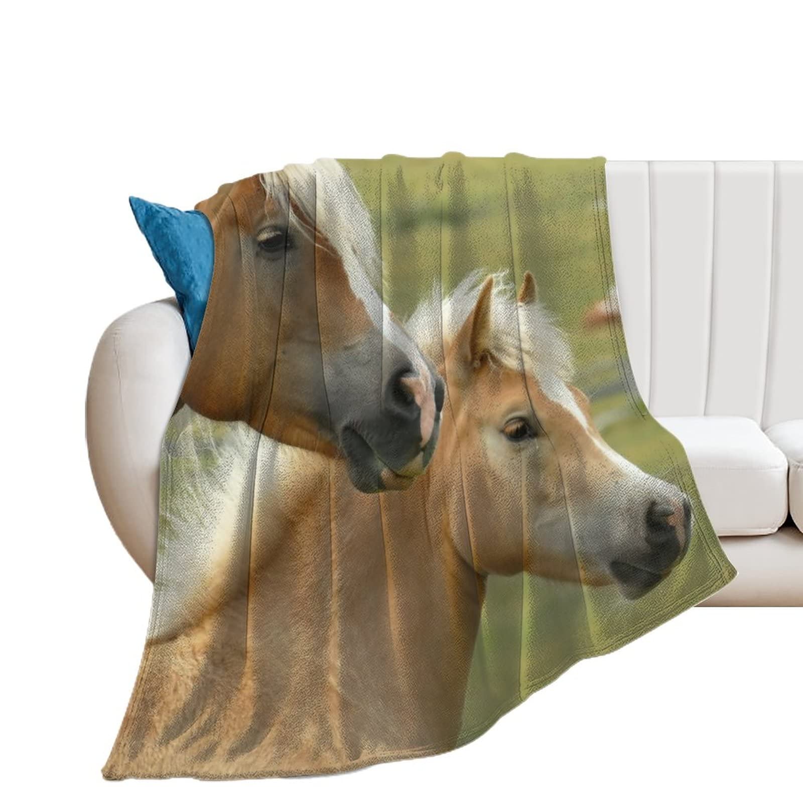 Couverture polaire cheval brun jeté de canapé en flanelle 100x130 cm