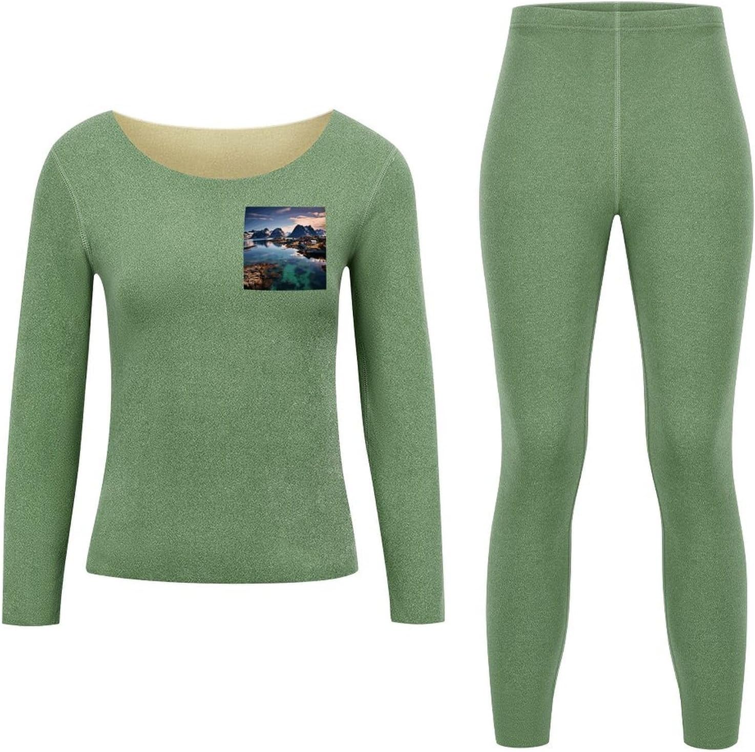 Women's Norway Islands Thermal Underwear Set Soft Long Johns Base Layer Top & Bottom for Cold Weather