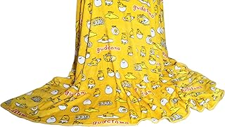 HOLY HOME Golden Throw, Kidâ€™s Cartoon Gudetama Flannel Fleece Travel Blanket 60'x80'