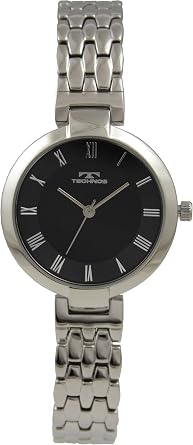 Technos T6898SB Womens Watch, 3 Hands, Silver, Dial Color - Black, Watch 3 Hand