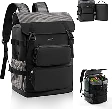 Odoland Insulated Backpack 2 in 1 - Insulated Bag 9L Separable + 26L Backpack, Keeps 10 Hours Cool, Waterproof & Leak-Proof, Lightweight for Picnic, Hiking, Camping, Beach, Work