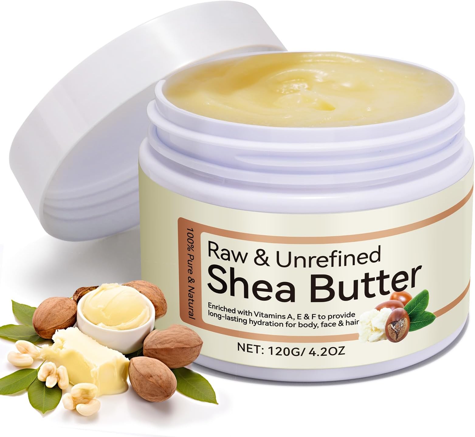 Daiasns African Shea Butter 4.2oz Ivory Grade A Pure Natural Raw & Unrefined Body Butter for Dry and Cracked Skin - Moisturizing Shea Butter - Deep Nourishing Body Hair and Face