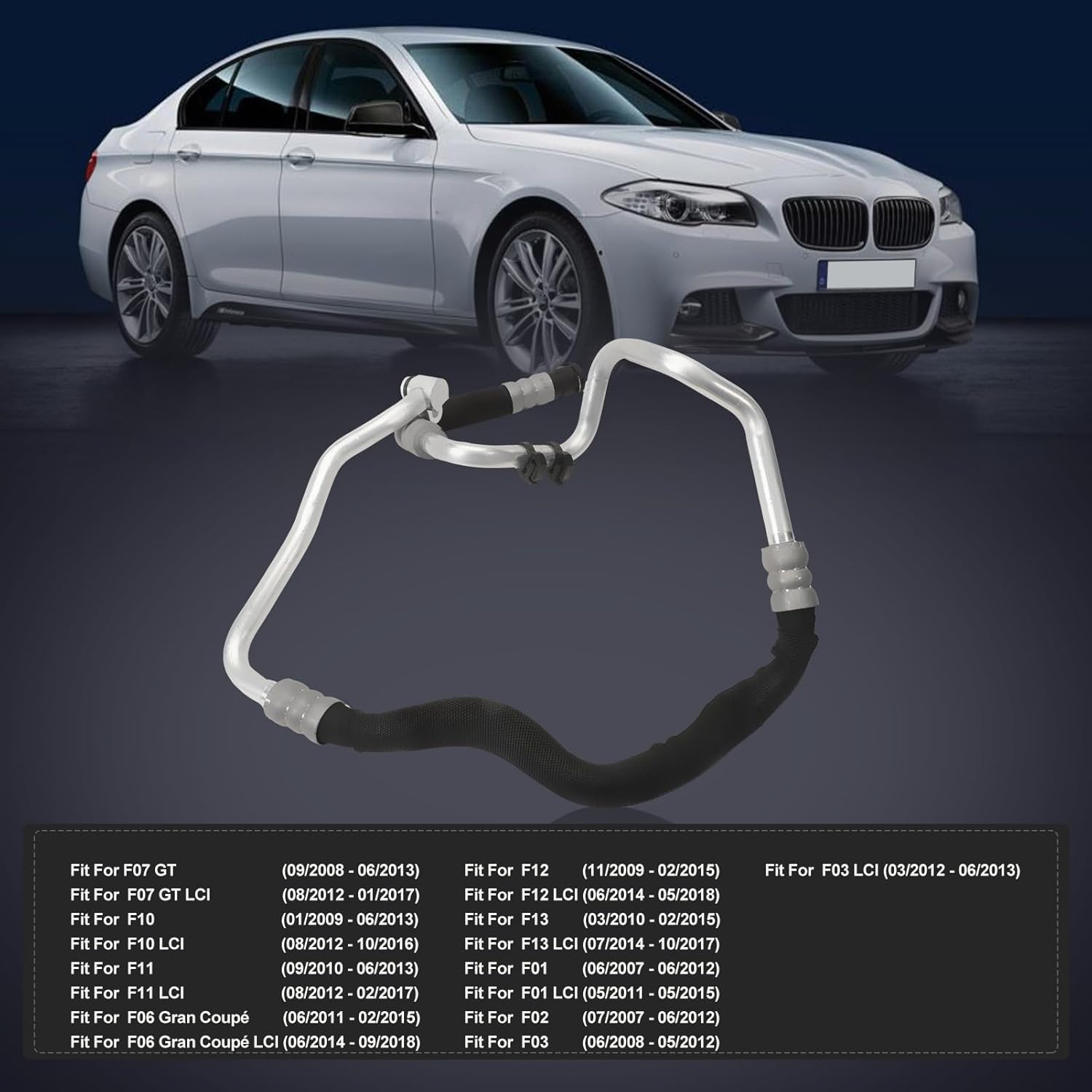 Engine Oil Cooler Line Inlet and Outlet Hose for 550i 4.4 2010-2016 550i GT 2010-2015 650i 2012-2019 650i Gran Coupe 2013-2019 750i 750Li 4.4 2009-2015 Alpina B7 B7L 2011-2012 17227589510 17227589509