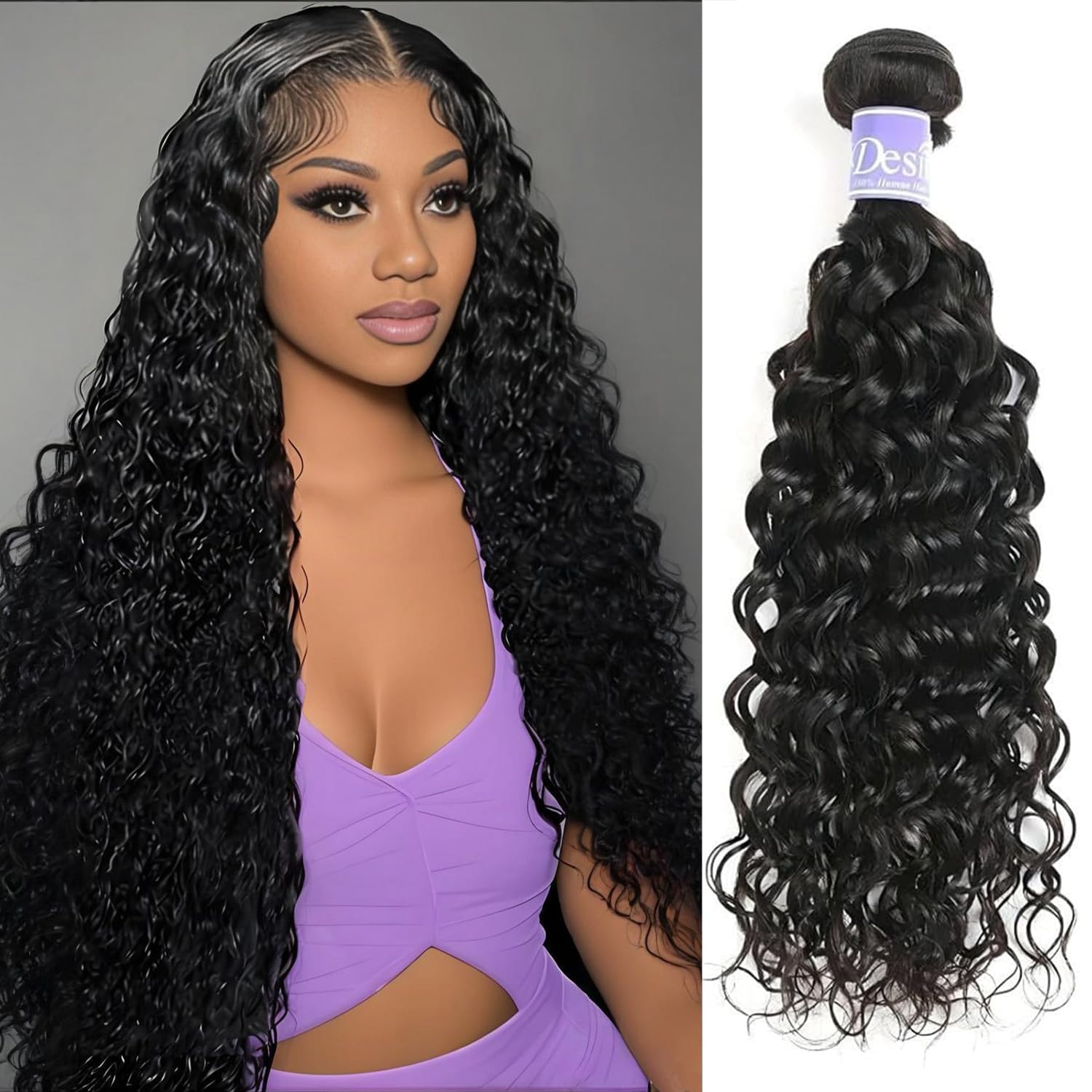 Water Wave Bundles Human Hair 1 Bundles 16 Inch Water Wave Bundles 10A Brazilian 100% Unprocessed Virgin Human Hair Wet and Wavy Bundles Double Weft