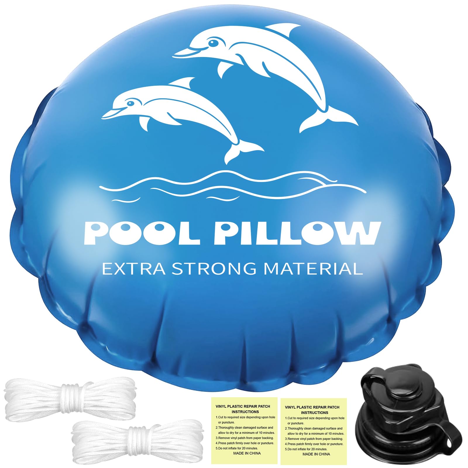 Coussin Hivernage Piscine ZQEJEFD 120x120cm - Gonflable Double Valve, Résistant -25°C - Kit Réparation