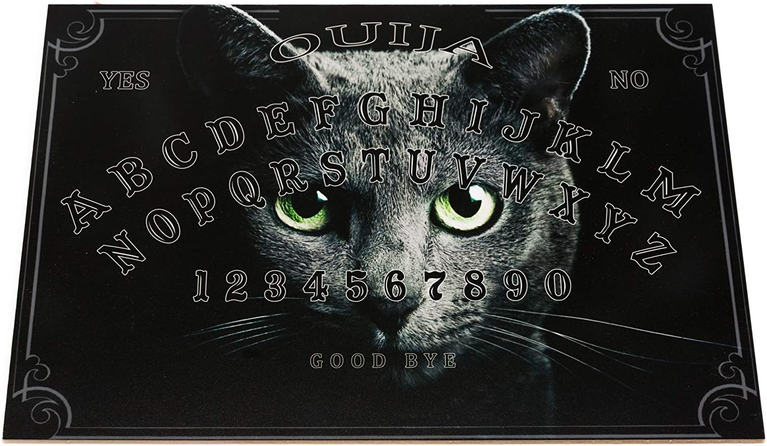 Wooden Cat Ouija Spirit Board game with Planchette and detailed instruction