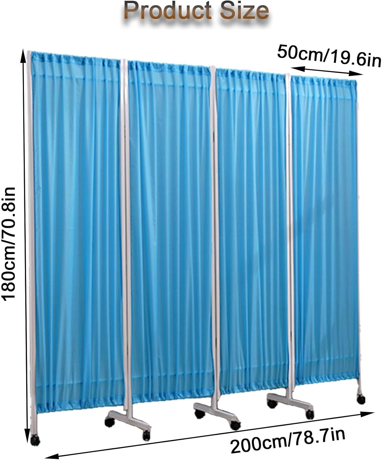 Folding Rolling Privacy Screen, Medical Privacy Screen On Wheels, 6ft Tall Foldable Room Divider Temporary Fence for Clinic/Patient/Exam Room,Pink