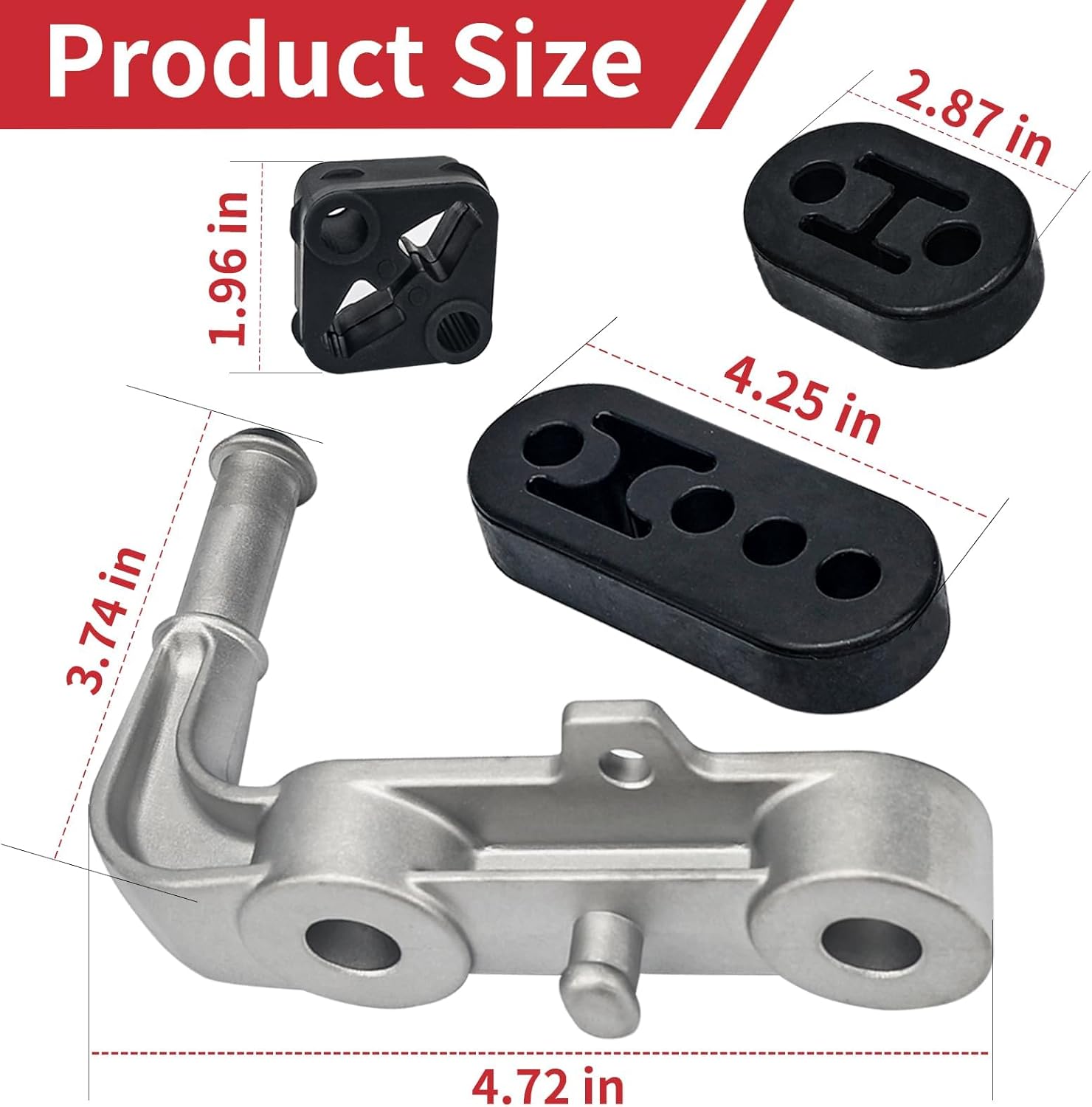 Exhaust Bracket Muffler Support Kit with Rubber isolators Compatible with 2019-2025 Ram 1500 68275662AB 68395841AA 68519121AA with 4 Holes&2 Holes Rubber Exhaust Hanger 4 Pack