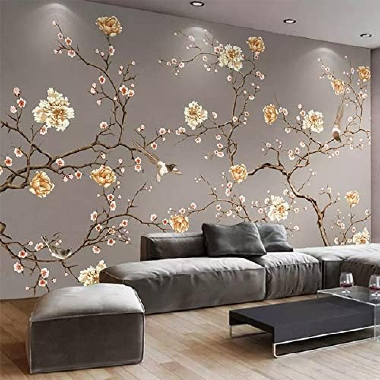 Papier Peint Fleurs Peints À La Main XLMING Revêtement Mural Haut de Gamme Intissé 3D