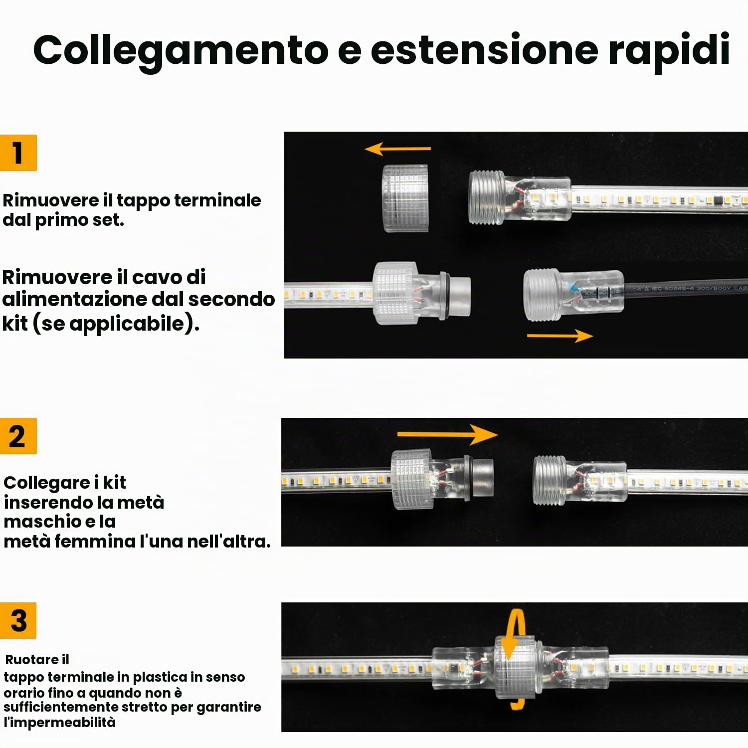 Striscia LED 10 metri,90W,11.000lm,6500K,IP54,Faretto led da,Espandibile fino a 70 metri,Scale interne,Garage,Giardino,Architettura(con avvolgicavo)