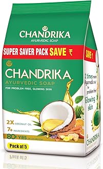 Chandrika Ayurveda Handmade Soap Super Saver Pack, 70g (Pack of 5)