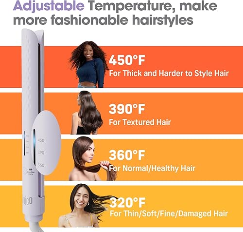 Miniatura 7 de Quico Plancha para el cabello, alisadora de cabello de viaje global de 110-240 V para mujeres, calentamiento rápido en 15 segundos, plancha plana