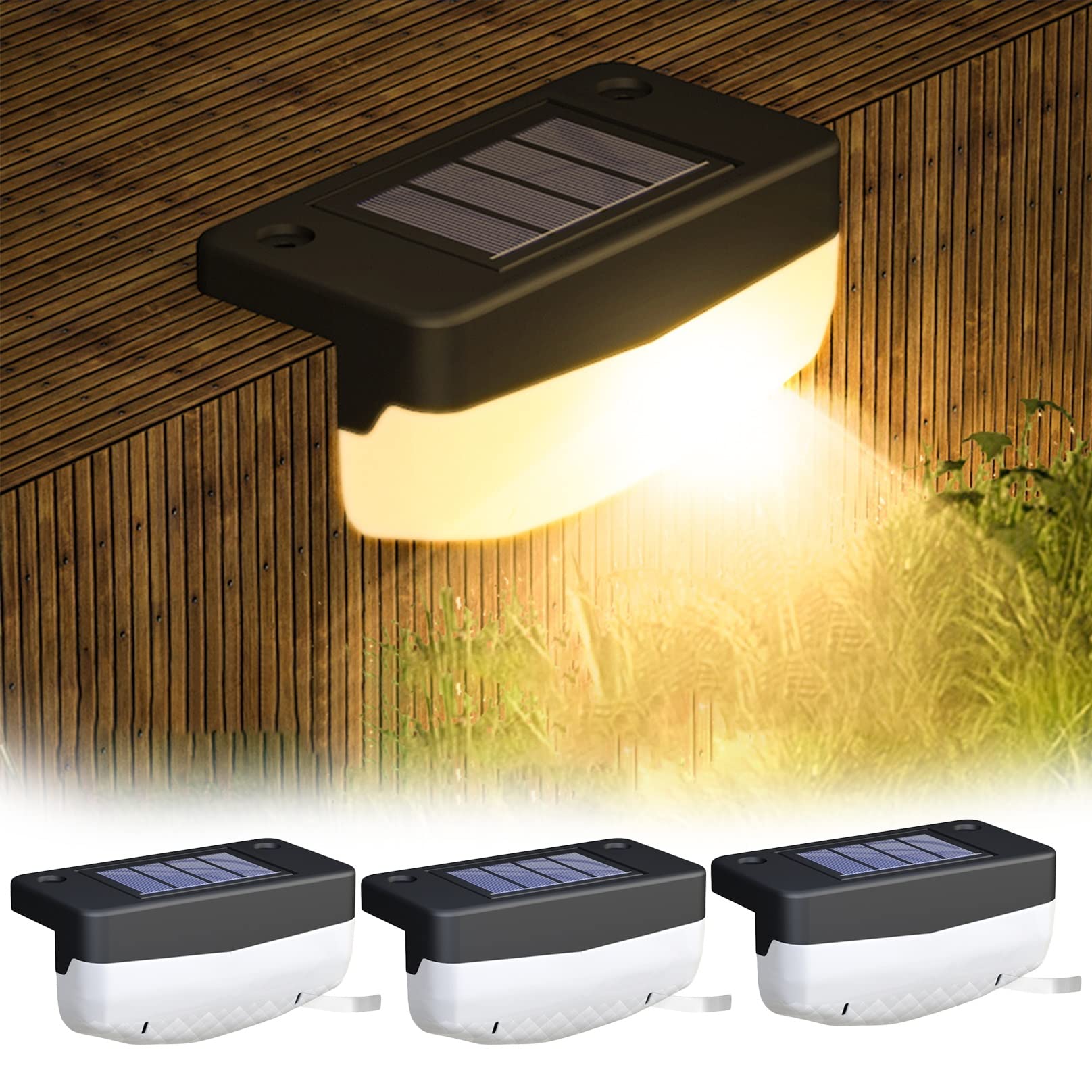 BiiKoon Outdoor Step Lights Solar Deck Light Ip65 Waterproof Solar Fence Lights Dusk To Dawn Patio Decor Security Lights For Stairs Yard Pathway (Color : Warm White, Size : 4 pack)