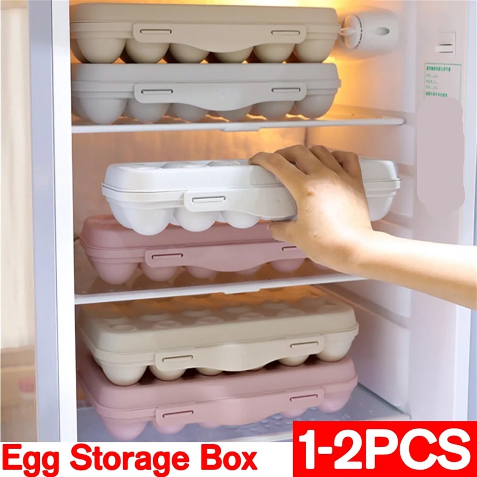 1/2 Uds. Caja de almacenamiento de huevos de 12 rejillas, contenedor de huevos de plástico a prueba de golpes, bandeja con ranura for huevos, caja for refrigerador, Camping, Picnic, senderismo y viaje