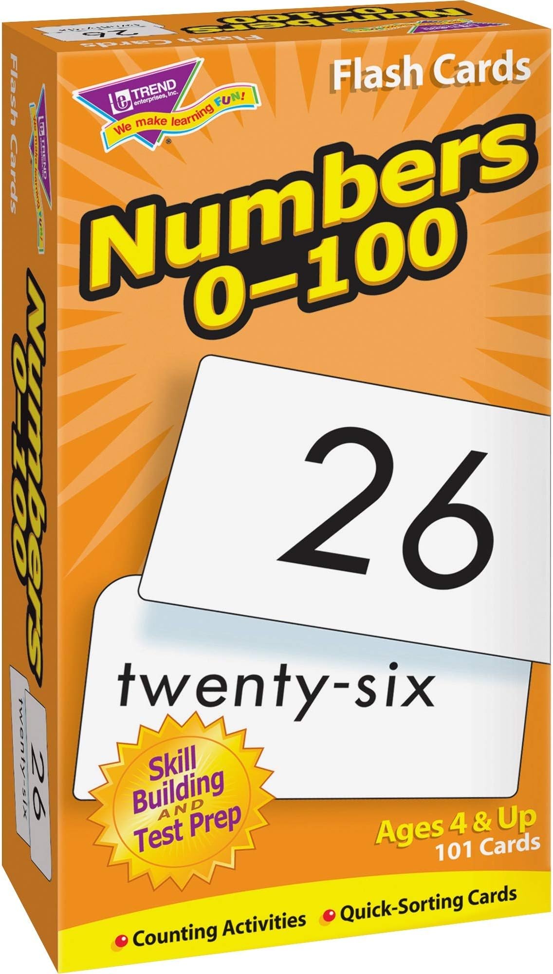 Trend Enterprises: Numbers 0-100 Skill Drill Flash Cards, Numerals and Number Words, Exciting Way for Everyone to Learn, Great for Skill Building and Test Prep, 101 Cards Included, Ages 4 and Up