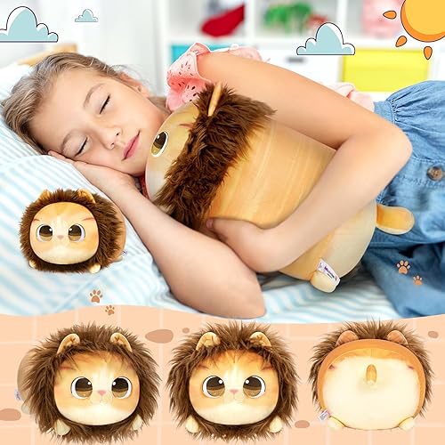 Miniatura 4 de Mewaii Bonita almohada de felpa de gato león, juguete de peluche Kawaii, peluche de gatito con disfraz de león, regalo de cumpleaños suave para