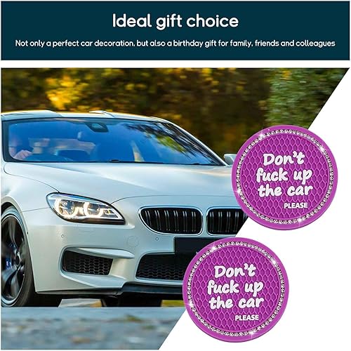 Miniatura 2 de 2 posavasos brillantes para automóvil, 2.75 pulgadas, antideslizantes, con inserción automática, tapete de cristal con diamantes de imitación,