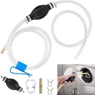 Siphonpumpe mit 2m Schlauch & Schlauchschellen für Benzin Gas Öl Kraftstoff Benzin Diesel Flüssigkeit Wasser Aquarium, Tragbare Benzinpumpe Handpumpe für Auto, Kanister & Aquarium