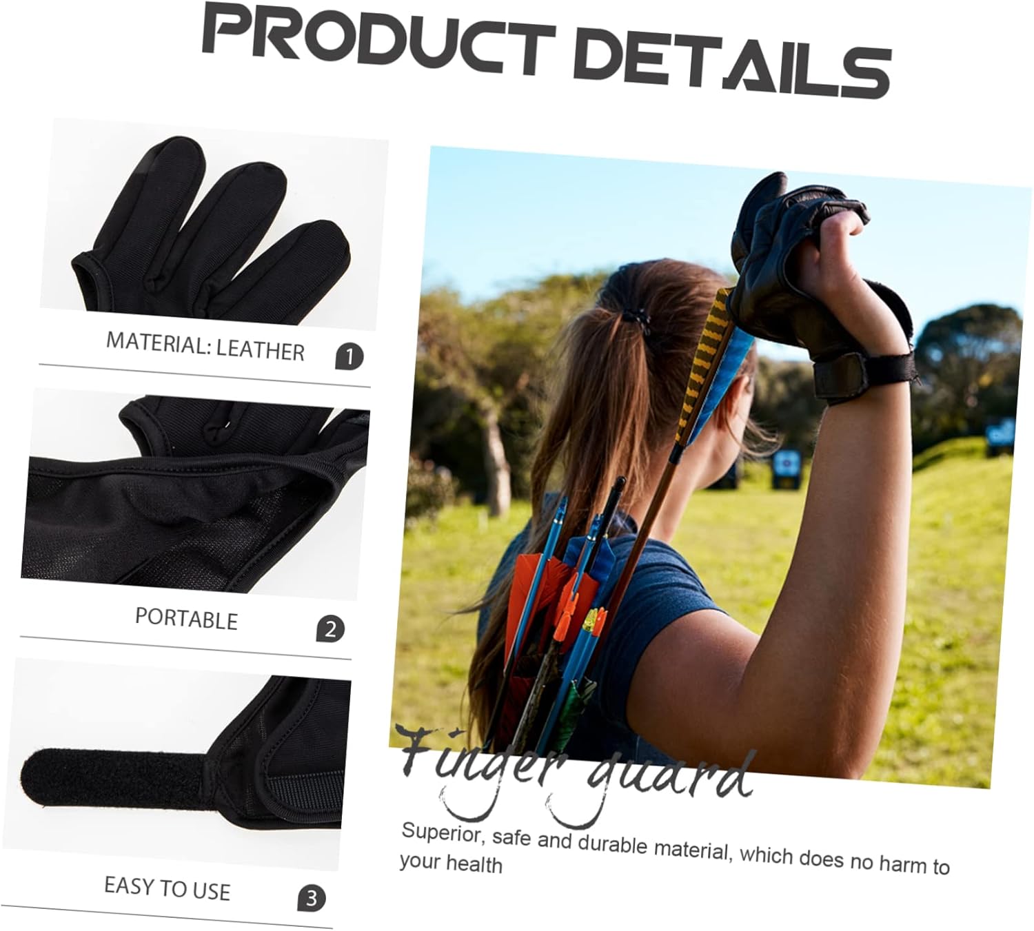 HANABASS 2pcs Archery Finger Stall Two Fingers Glove Wear-Resistant Archery Equipment Gloves