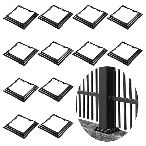 Miniatura 7 de Thyle 8 fundas de vinilo de 6 x 6 pulgadas, color negro, base de falda ajustable para poste, columna reutilizable para barandillas de 3 a 6.5