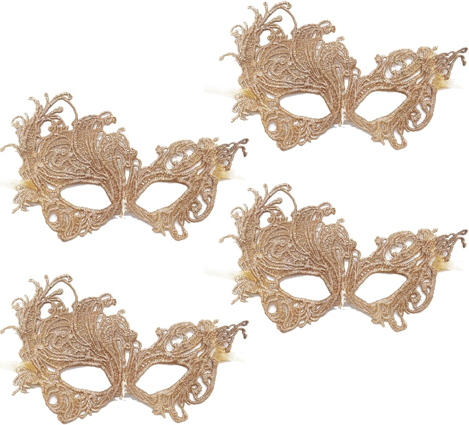 TFTSR Masquerade Masks for Women Couples & Men - Lace Adults Party Costume Venetian Dress & Mardi Gras Mask in Gold & Black