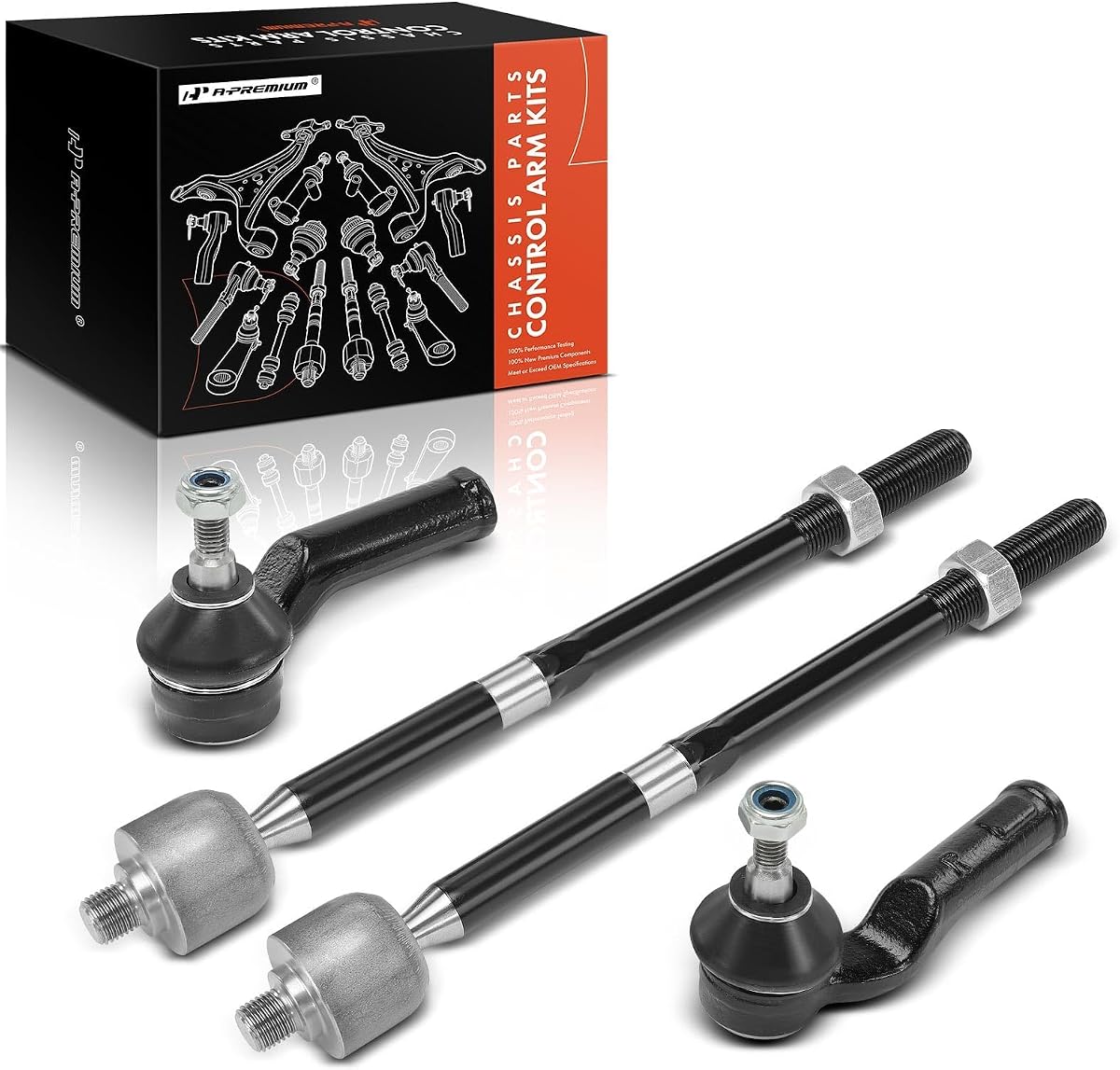 A-Premium Kit de extremo de barra de acoplamiento interior y exterior delantero para reparar el desgaste desigual de los neumáticos | Compatible con Ford Focus 2012-2018, Escape 2013-2019, C-Max 2013-2018, juego de 4, restaura la respuesta precisa de la dirección.