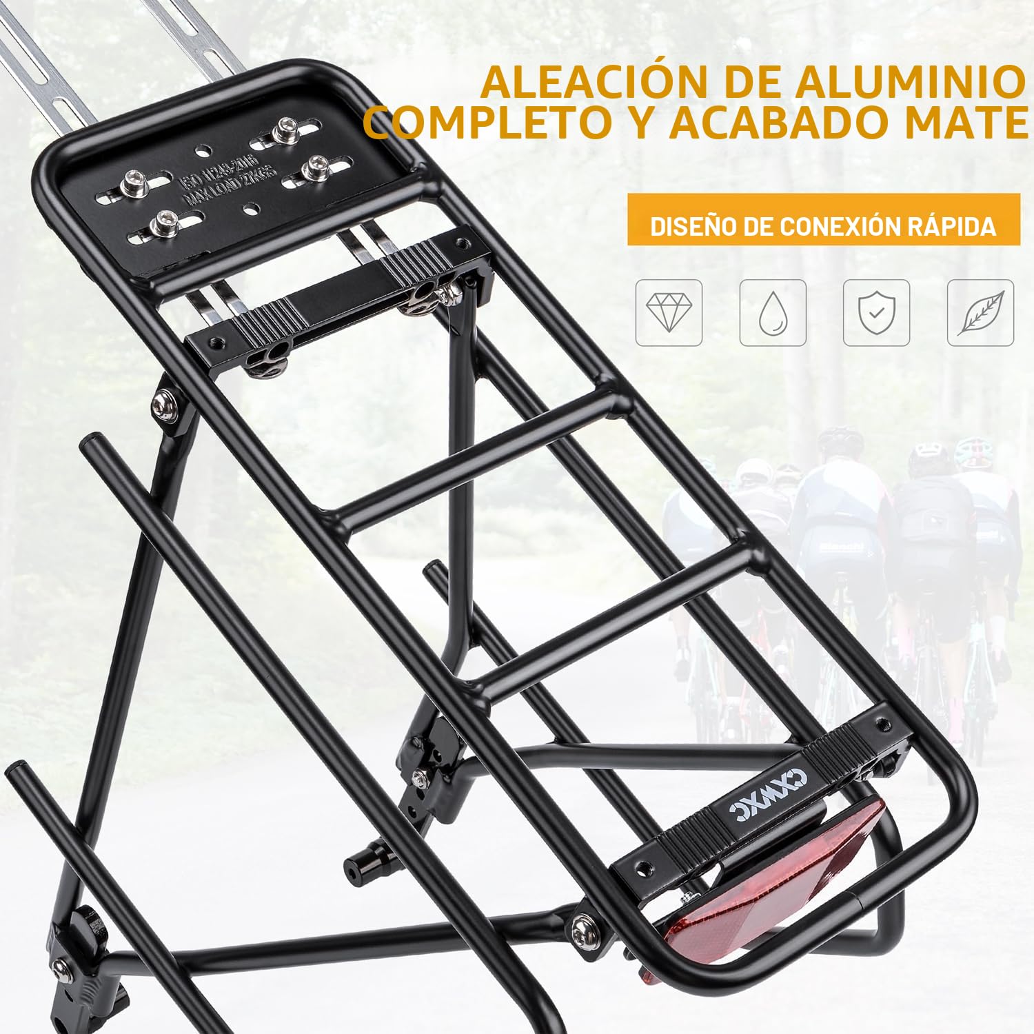 CXWXC Portaequipajes Trasero para Bicicleta con Cesta extraíble y Reflector para neumáticos de 26 a 29 Pulgadas, para Bicicleta de montaña,Bicicleta de Ciudad de hasta 27 kg