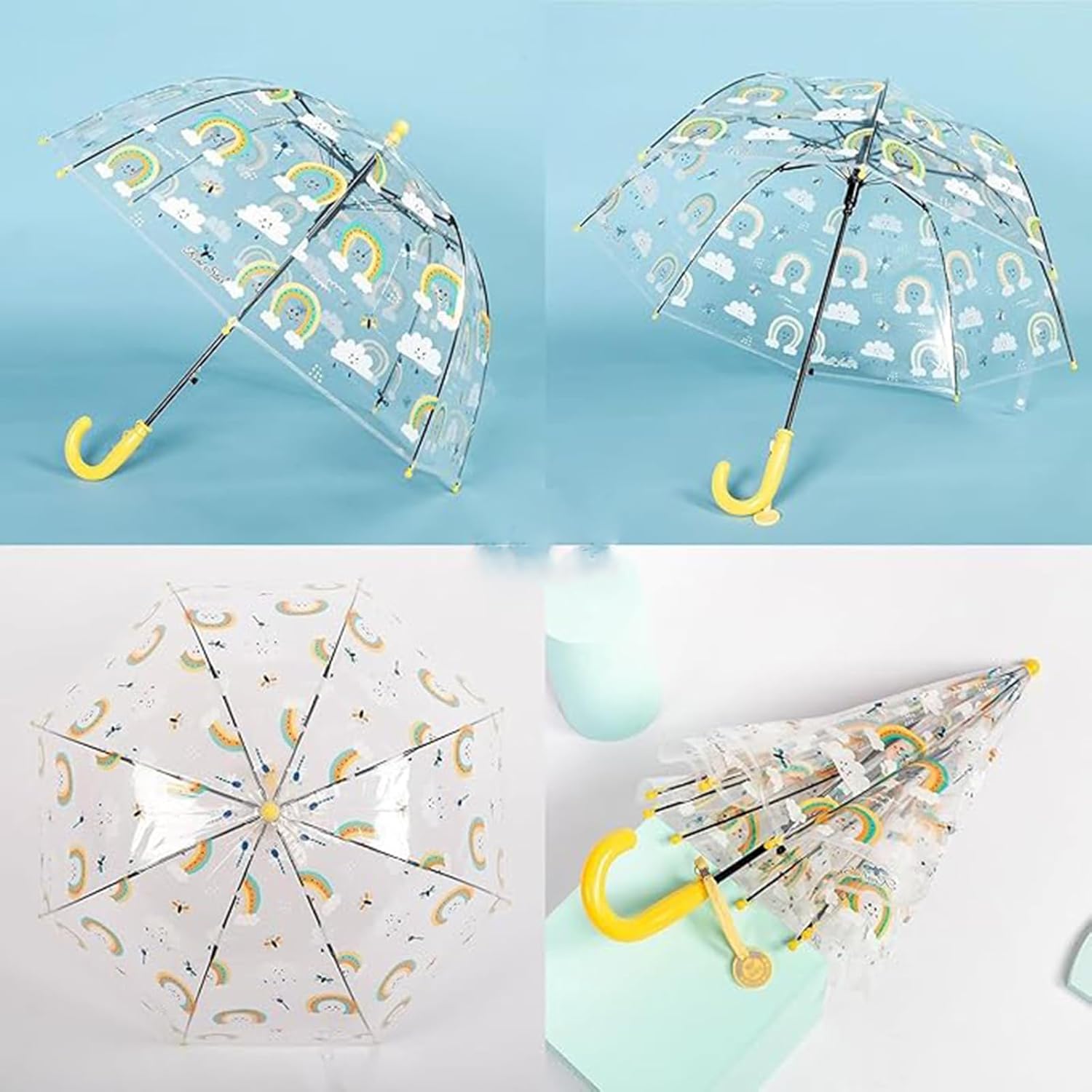Clear Bubble Umbrella, Transparent Dome Canopy, See Through for Safety, Windproof, Auto Open, Easy-Grip Handle, Lightweight Umbrella for Rain/Sun