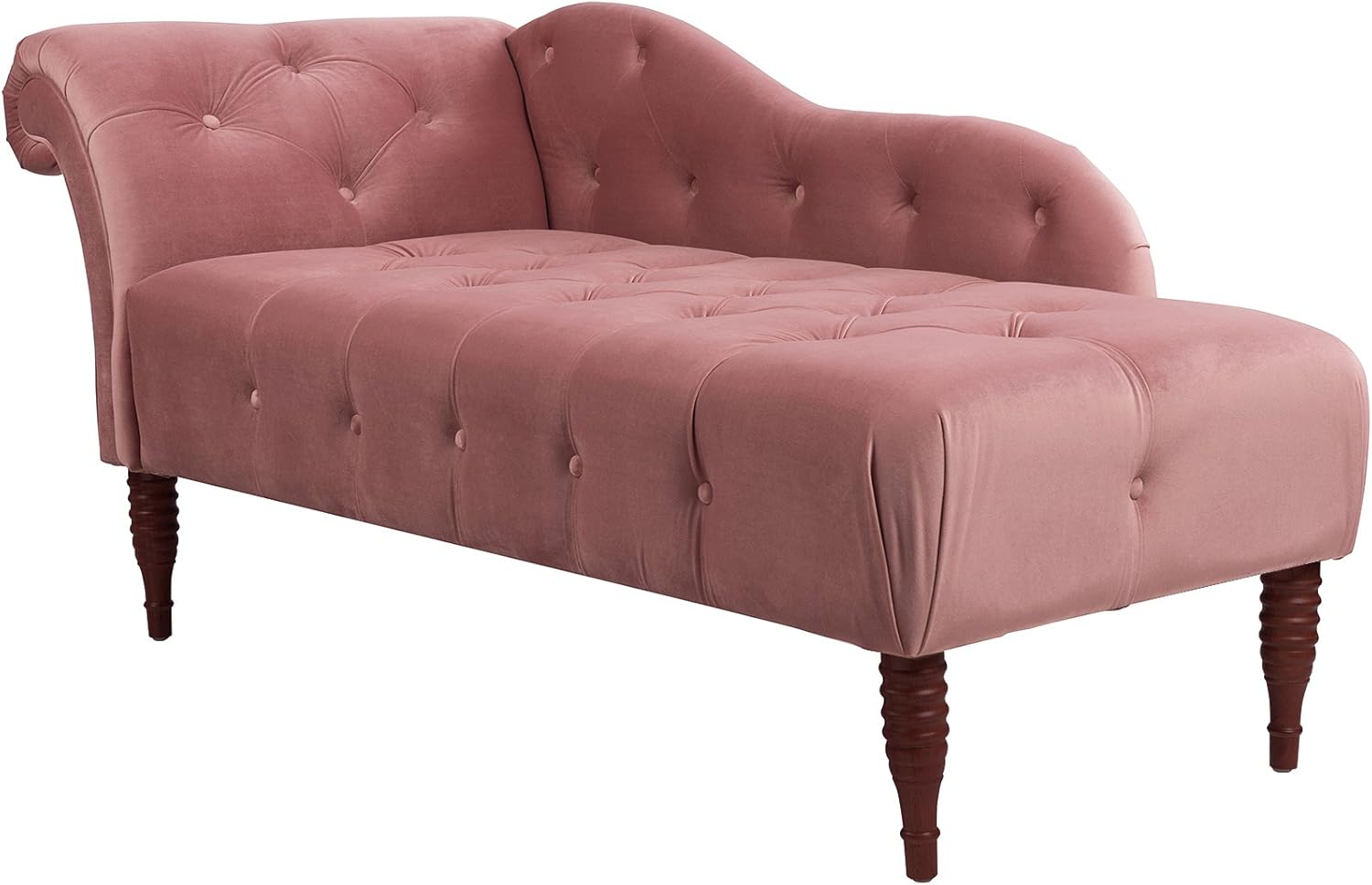Jennifer Taylor Home Samuel Tufted Roll Arm Chaise Lounge, Ash Rose Pink Velvet