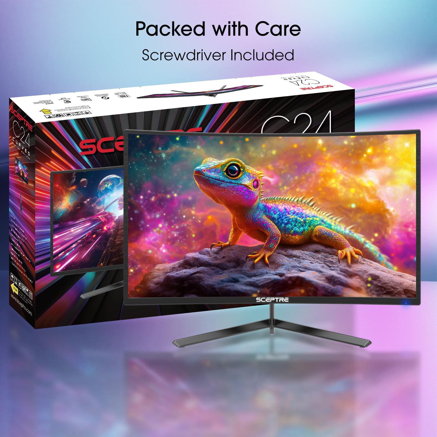 SCEPTRE New Curved 24-inch Gaming Monitor 180Hz 1500R HDMI x2 DP x2 Build-in Speakers 2025