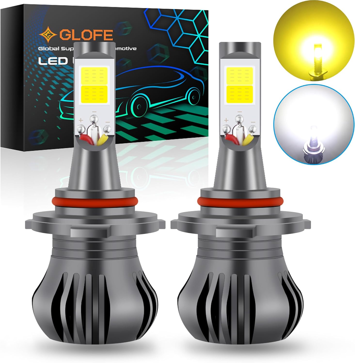 9005/9006/HB4 Switchback Strobe Flash Led Fog Light Bulbs Driving DRL Daytime Running Light White/Amber