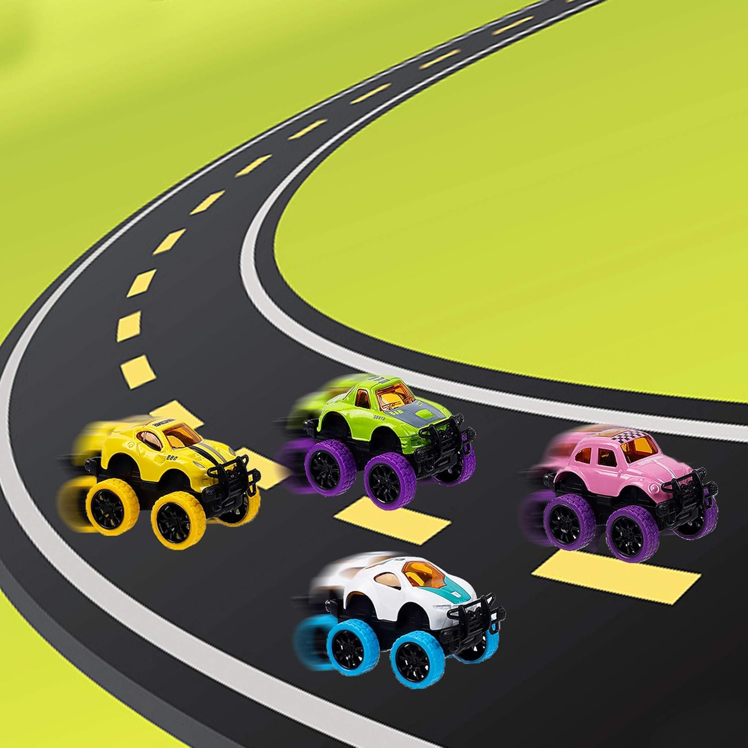 WATERGLIDE Set of 12 Pull Back Cars for 3-6 Year Old Boys, Easter Eggs Filled with Pullback Monster Vehicles Toys, Easter Egg Hunt, Basket Stuffers Filler, Party Favor Easter Gifts for Boys Age 3-6