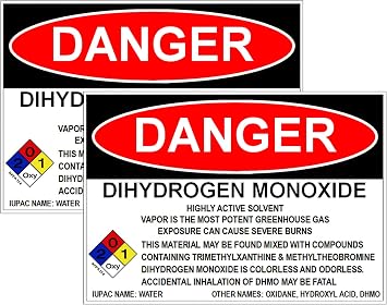 DHMO Dihydrogen Monoxide Warning Signs - Set of 2 identical