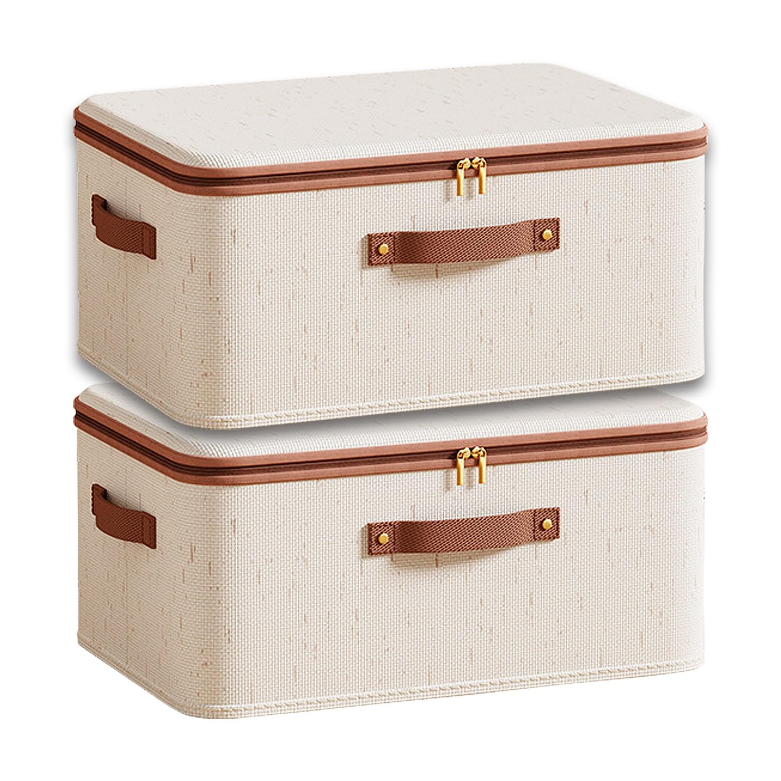 2 Pack Unterbett Aufbewahrungsbox, Faltbar Unterbettkommoden, Doppelreißverschluss, Waschbar, Kleidung, Bettdecken, Spielzeug, Bücher(40x30x21cm/16x12x8in)