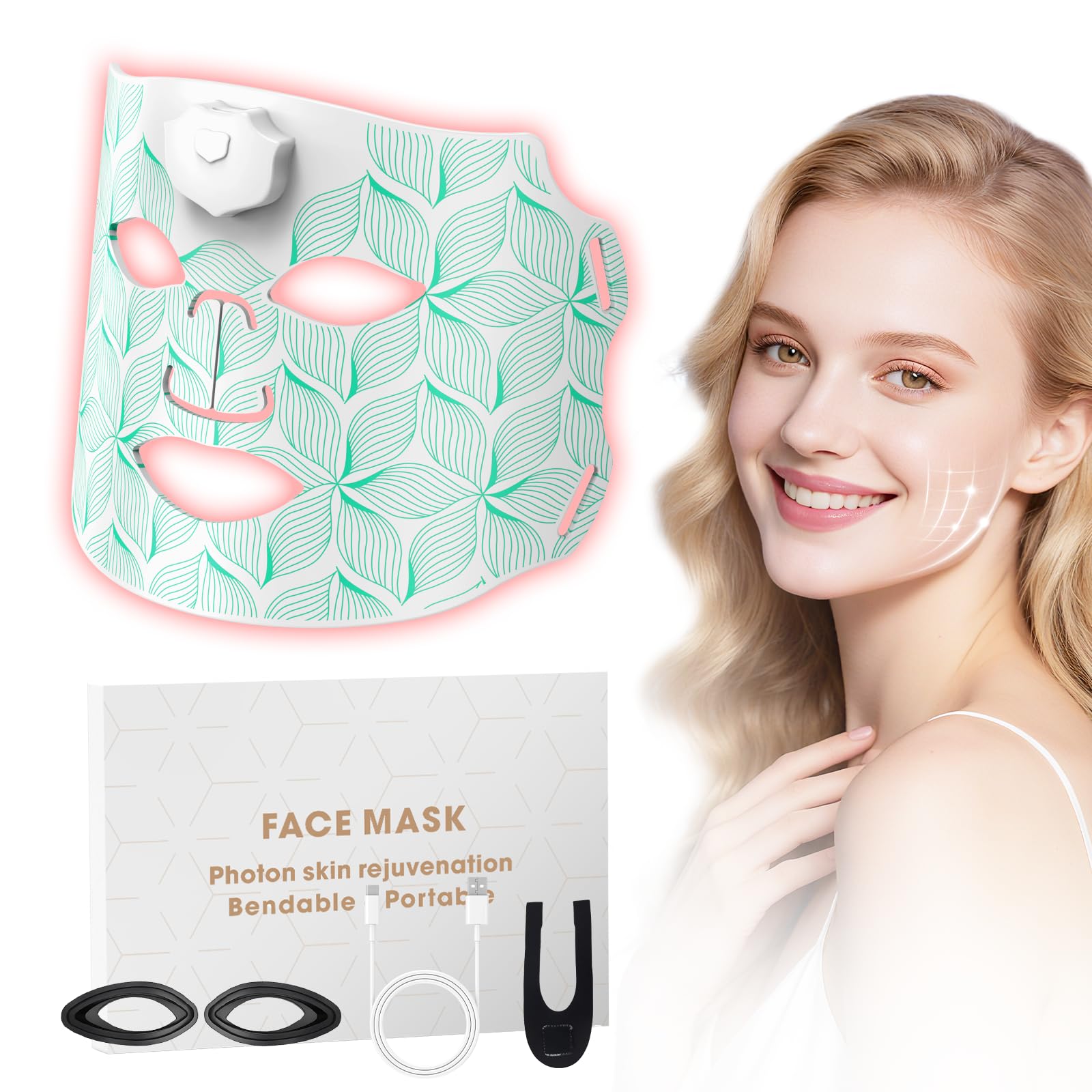 Photo 1 of ***MISSING CHARGING CORD***Verfubo Red Light Therapy for Face, 7 Colors LED Red Light Therapy Mask, USB-C Rechargeable Silicone Face Mask, Hands-Free Skincare Device for Home Spa, Daily Self-Care, Relaxation & Travel***MISSING CHARGING CORD***