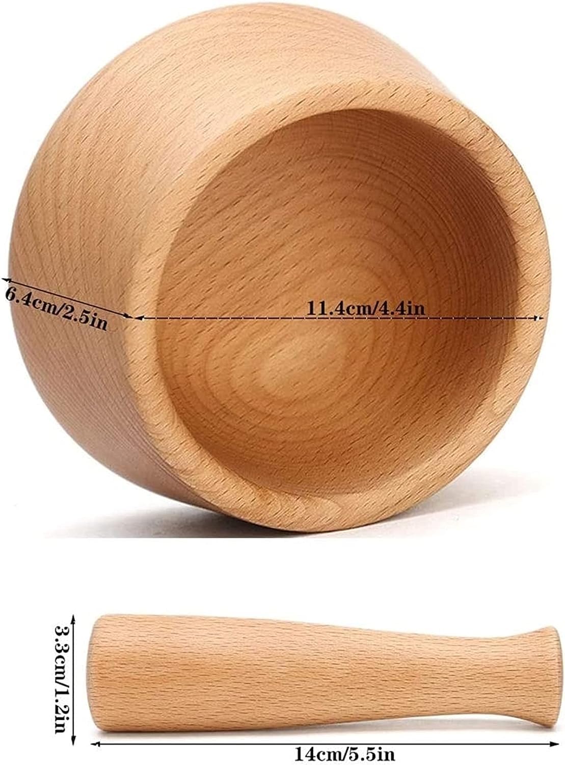 Mortaio In Bamb&ugrave; 10x10 Cm Con Pestello - Per Macinare Spezie, Aglio Ed Erbe In Cucina