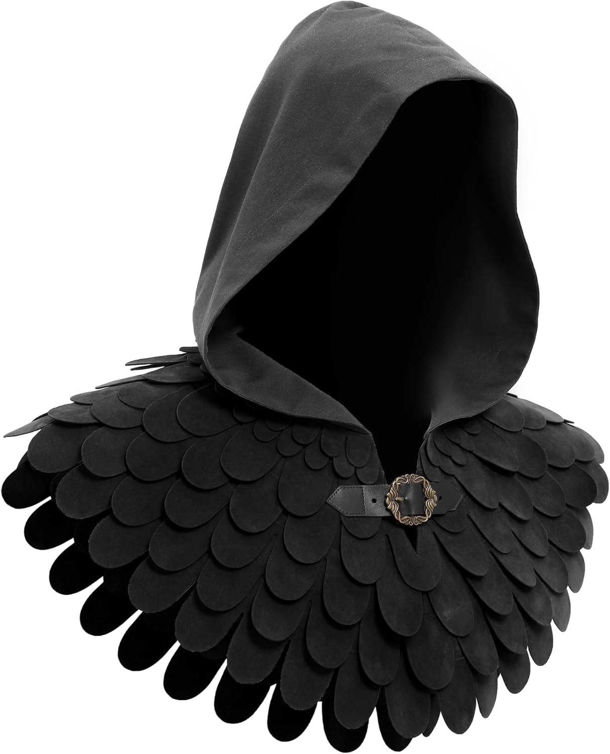 Medieval Cowl Scaly Hooded for Renaissance Hat Gothic Cape for Pagan Scale Neck Armor Cosplay Costume Accessories
