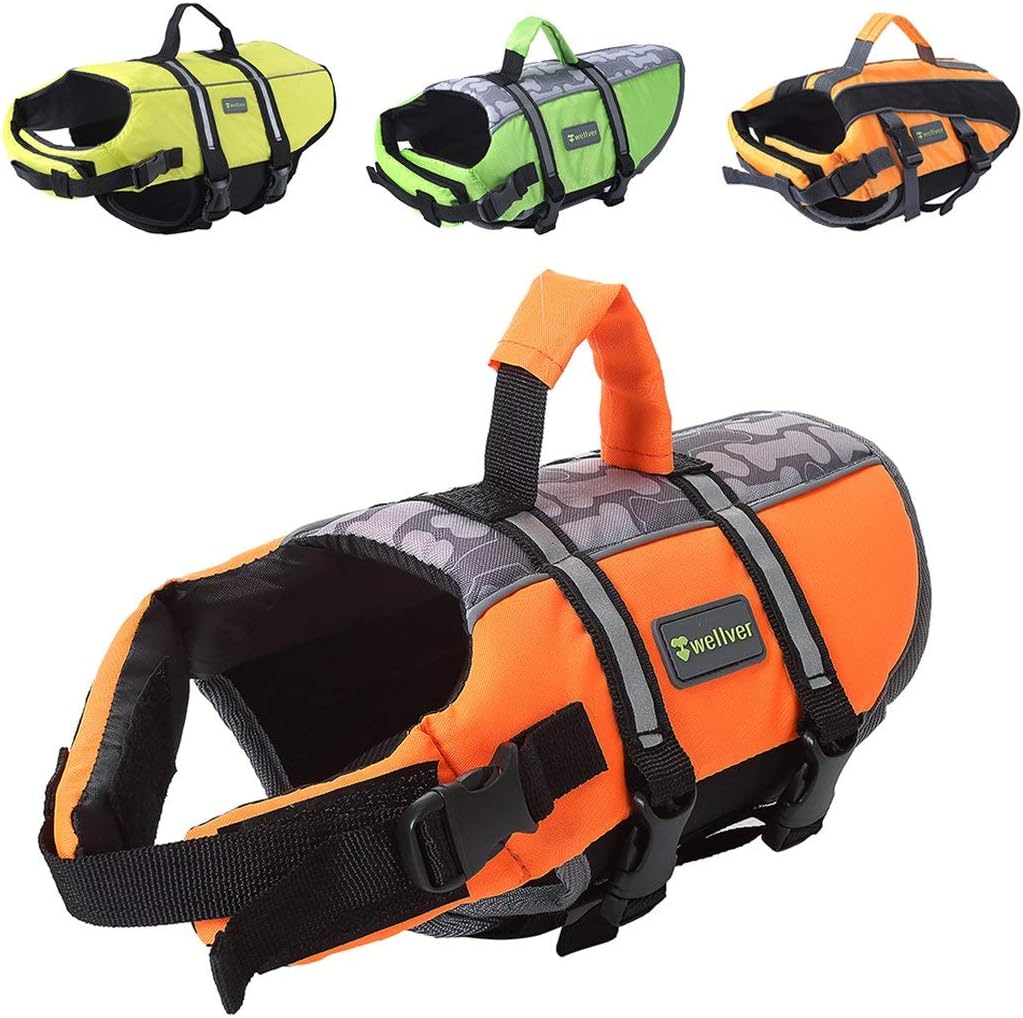Dog Life Jacket Pet Life Preserver Saving Vest with Reflective Strips,Small,Orange