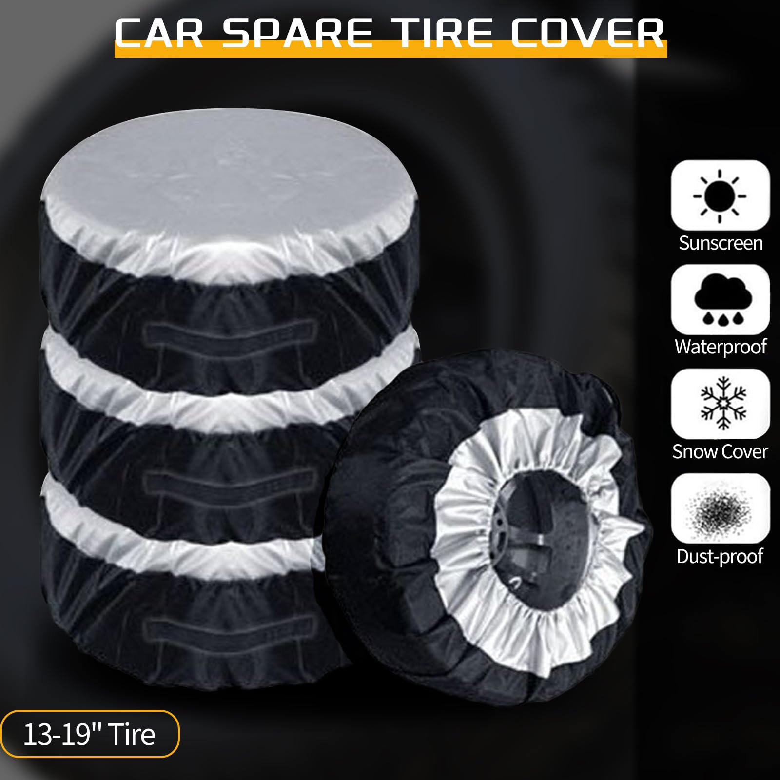 4 Pièces Housse de Pneu pour Pneus de 13-19 Pouces, étui Housse de Roue de Secours de Voiture Sac de Rangement Sac de Transport Pneu en Polyester pour Housses de Protection de Roue Voiture 4 Saisons