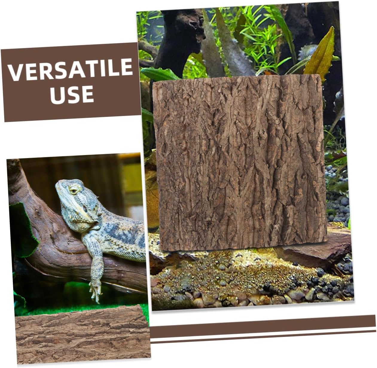 Toyvian 2Pcs Cork Bark Panels for Terrariums Aquariums Durable Natural Tree Bark Backgrounds for Reptile Climbing Fish Tank Decorations Aesthetic Green Plant Wall Decor