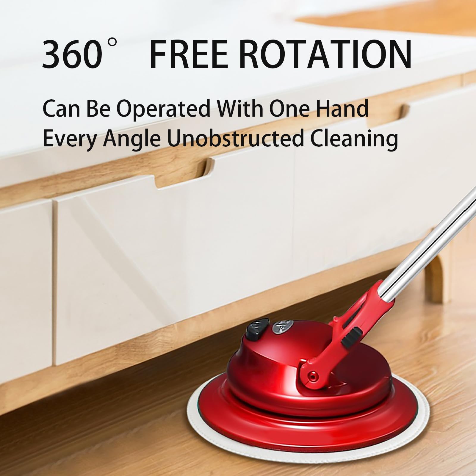 Limpiador y Pulidor, Limpiador y Pulidor de Pisos Duros de Órbita Aleatoria con 4 Modos, Limpieza de Pisos Multiusos, Base Giratoria 360°, Ancho de Limpieza Amplio, Altura Ajustable para Uso Dom Pink