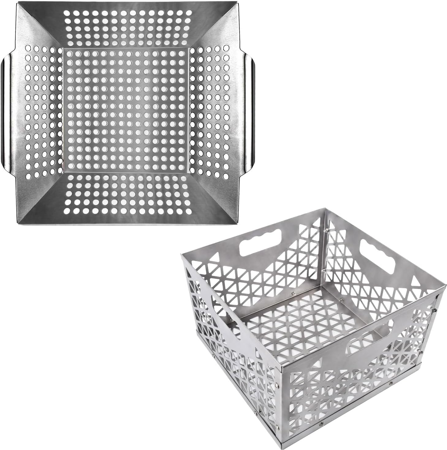12" Oklahoma Joe Firebox Basket & 13.4" Grill Tray Set | Stainless Steel Smoker + Vegetable/Fish Basket | Efficient Smoking & Nonstick BBQ Accessories for Backyard, Camping